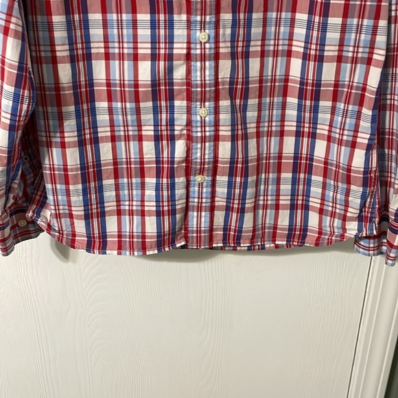 Banana Republic Soft Wash Men’s Plaid Red/White/Blue Button Down Size Medium - Picture 4 of 7